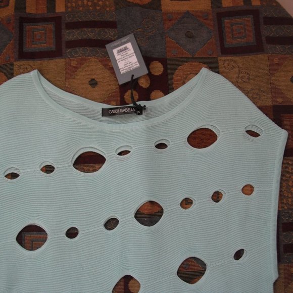 GABBY ISABELLA Women's Top  SIZE- L,XL Surf Blue TOP KNIT 100% Viscose - Picture 2 of 16